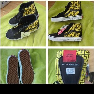 Vans Black and Yellow Patterned High-Tops